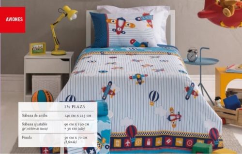 Juego de Sábanas Fantasía Infantil 100% Algodón 1 Plaza y Media – Tucumán  Textil